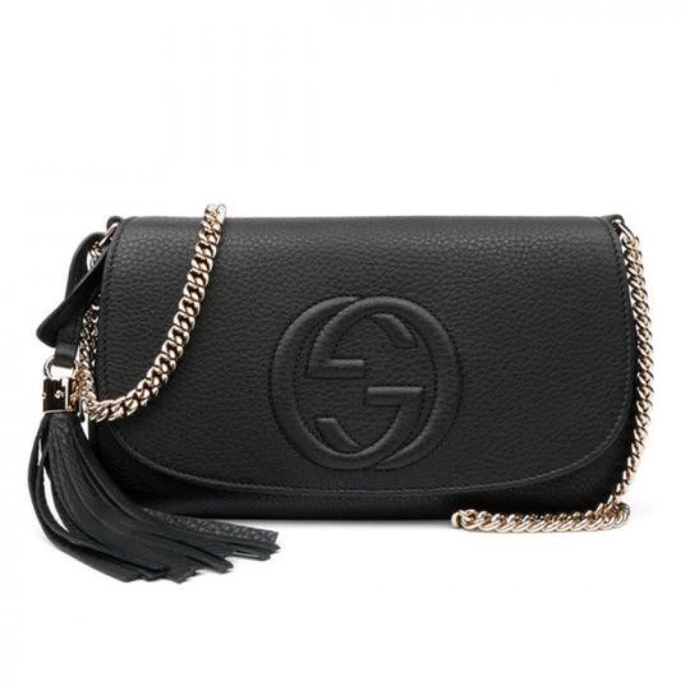 Gucci Soho Leather Chain Crossbody Bag - Black