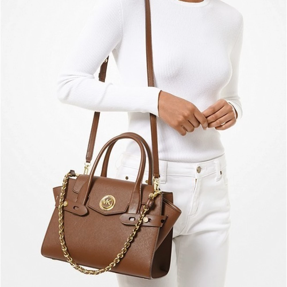 Carmen Small Saffiano Leather Belted Satchel