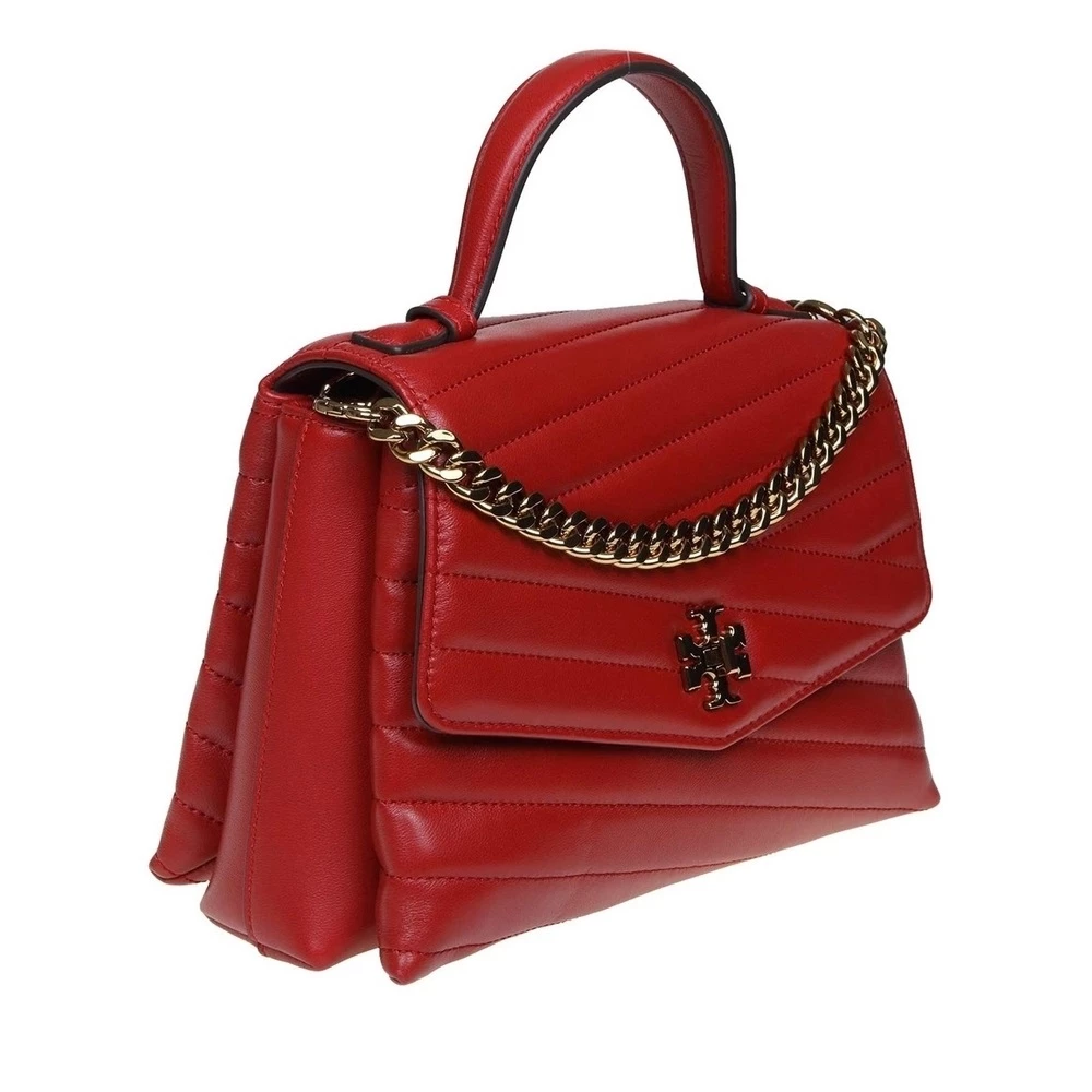Red Kira Chevron Top Handle Satchel by Tory Burch Accessories for